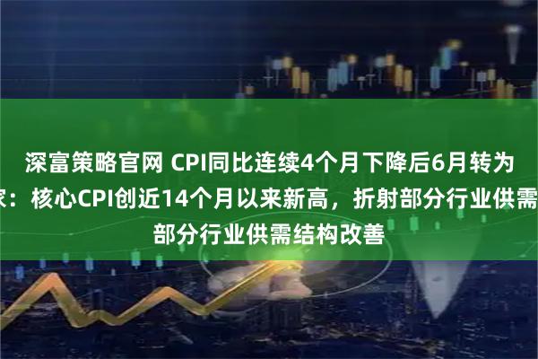 深富策略官网 CPI同比连续4个月下降后6月转为上涨 专家：核心CPI创近14个月以来新高，折射部分行业供需结构改善